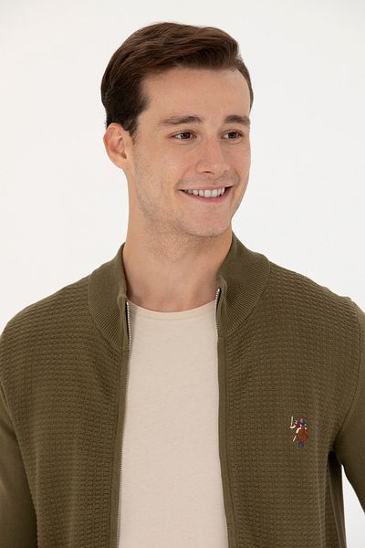 U.S. Polo Assn. Cardigan de bază kaki pentru bărbați 50268938 -vr027