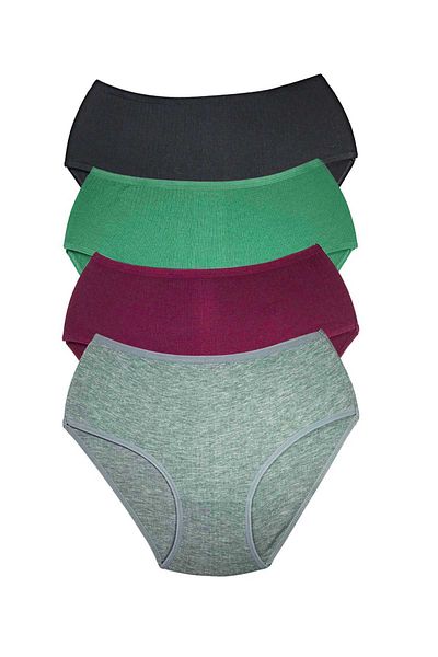 AC BOX 4 Pieces Women's High Waist Ribbed Bato Panties S042