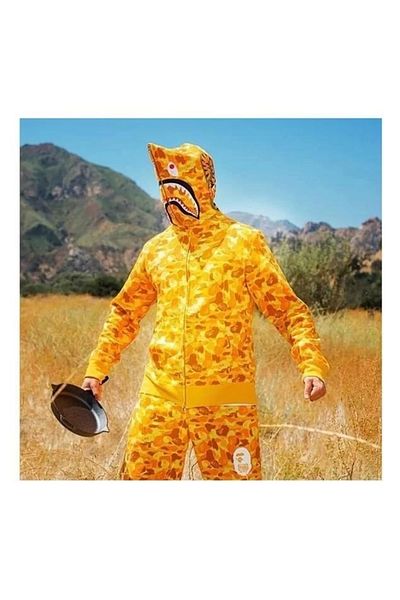 AXXAN Ζακέτα Unisex 2 Thread Bape Hood με φερμουάρ - Κίτρινη