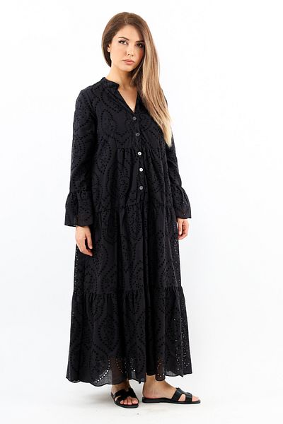 Ritnice Black Long Prve Women's Dress - Scallop Full Lined