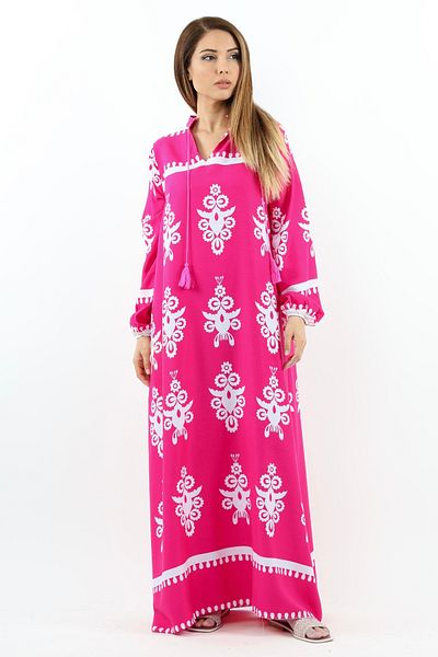 Ritnice Prive Long 145 cm Maxi Μήκος 95% Βαμβακερό Ροζ Καλοκαιρινό Μακρύ Φόρεμα