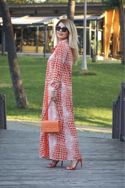 Ritnice Γυναικείο μακρύ φόρεμα με γιακά λεοπάρ πουκάμισο