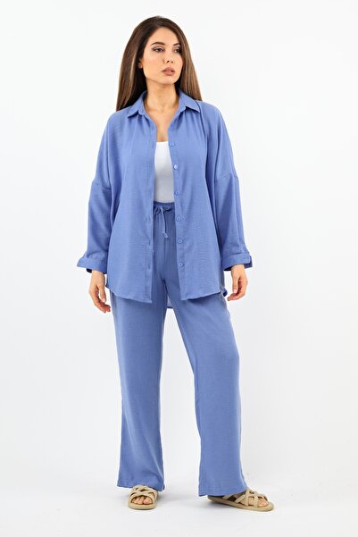 Ritnice Women's Linen Comfy Purple Bottom Top Set