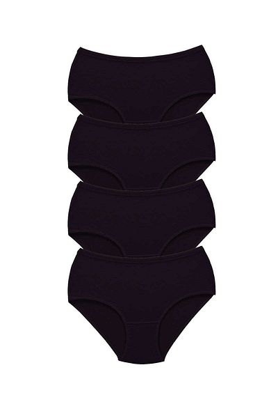 AC BOX 4 Pieces Tutku Women's High Waist Bato Thick Rubber Panties Black