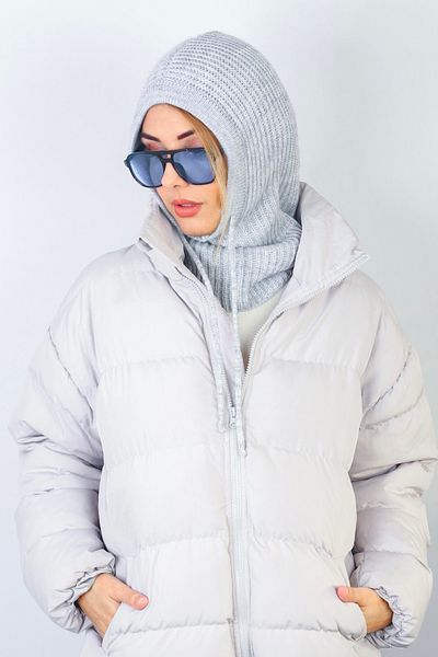 Ritnice Balaclava Gri din snur pentru femei Beretă/Șapcă