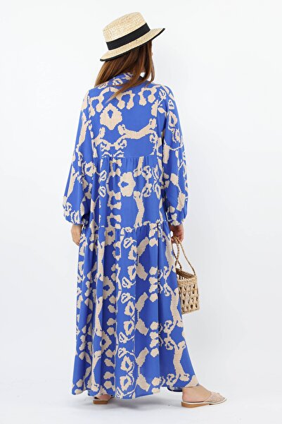 Ritnice Prive γυναικεία αλυσίδα 100% βισκόζη Maxi Μήκος Μπλε Μπαλόνι Μακρύ Καλοκαιρινό Φόρεμα