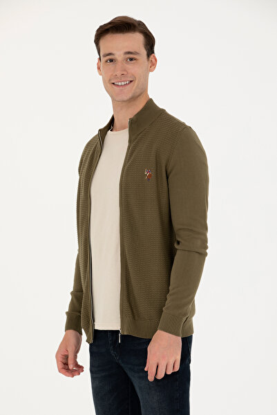 U.S. Polo Assn. Men's Khaki Basic Knit Cardigan 50268938-VR027