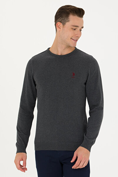 U.S. Polo Assn. Чоловічий пуловер антрацитовий меланжевий базовий 50269005VR081