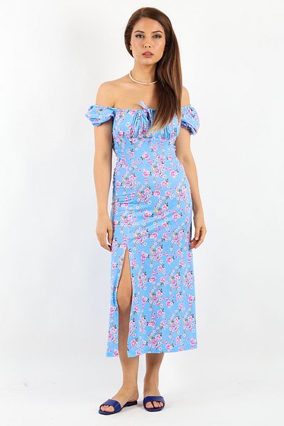 Ritnice Rochie Gardenia de damă cu model floral albastru