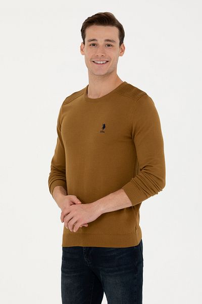 U.S. Polo Assn. Men's Light Khaki Basic Sweater 50269003 -Vr183