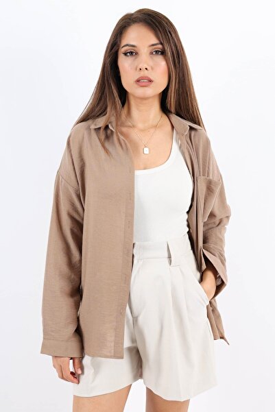 Ritnice Καφέ Λινό Γυναικείο Πουκάμισο - Well Design