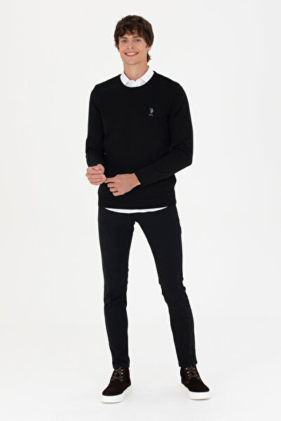 U.S. Polo Assn. Чоловічий чорний базовий пуловер 50269003VR046