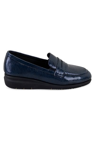 Desa Pantofi casual DesaComfort din piele cu imprimeu crocodil albastru bleumarin de damă