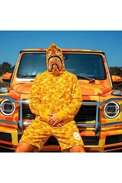 AXXAN Ζακέτα Unisex 2 Thread Bape Hood με φερμουάρ - Κίτρινη