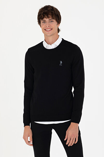 U.S. Polo Assn. Чоловічий чорний базовий пуловер 50269003VR046