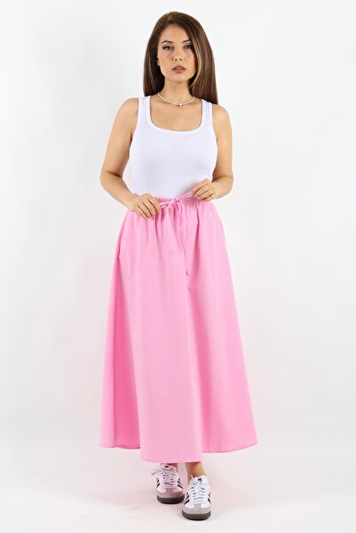 Ritnice Alya Pink Poplin Women's Skirt - Pocket Design