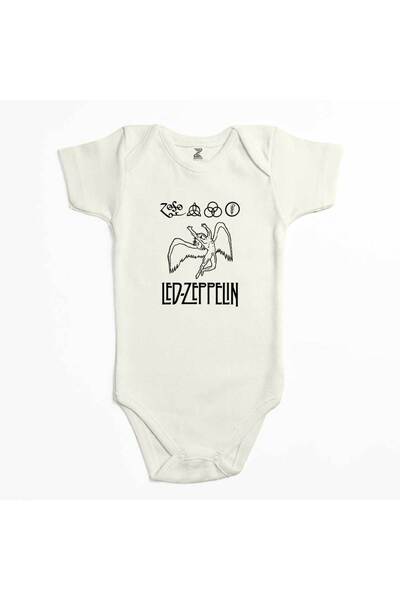CrowsGate Led Zeppelin Zoso Ecru Color Baby Bodysuit