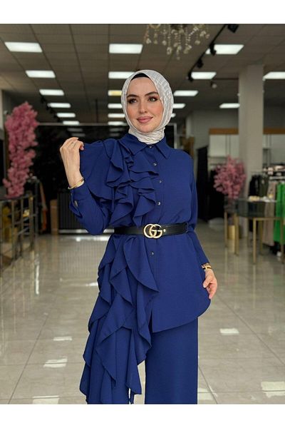 Zümra Tesettür Moda Violet Set Midnight Blue Size 4-50-52