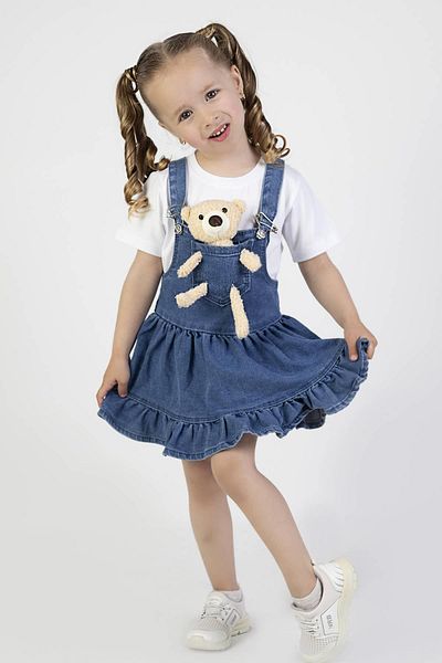Minik Dolap Φόρεμα Teddy Bear Denim Salopet