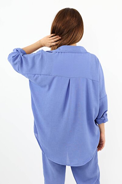 Ritnice Linen Comfy Long Women's Shirt - Purple