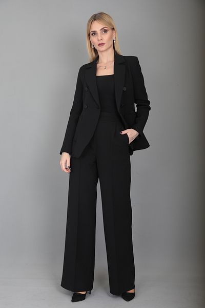 ÖNDER ÖZSOY Pocket Bag Jacket & High Waist Wide Leg Pants Combination-black