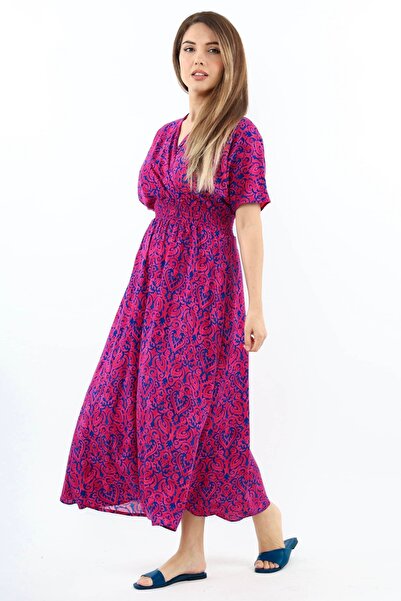 Ritnice Kadın Aren Pembe Midi Boy Viskon Elbise