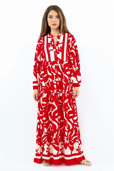Ritnice Prive Sorrento 100% Viscose Maxi Μήκος Κόκκινο Μακρύ Φόρεμα