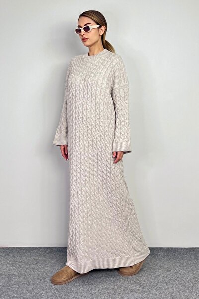 Ritnice Kadın Ashley Taş Saç Örgülü Triko Uzun Elbise
