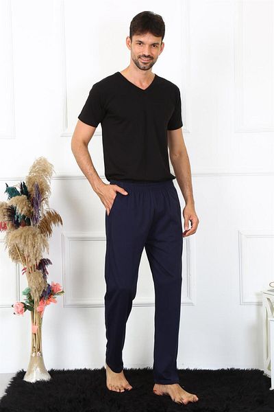Akbeniz Ανδρικές πιτζάμες με μονό πάτο Navy Blue Cotton - 27495