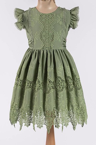 Tivido Embroidered Girl's Dress - Lace Embroidered