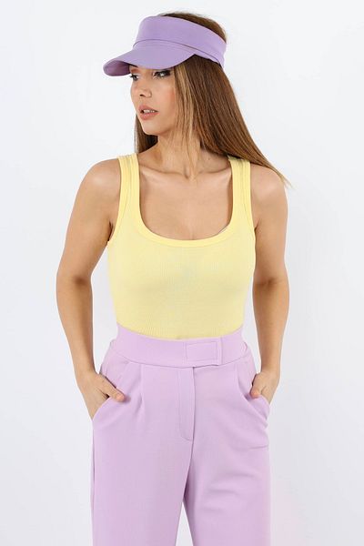 Ritnice Women's Cotton Premium Texture Yellow Cotton Basic Corded Tank Top