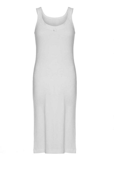 Ritnice Prive Premium 100% Cotton Comfort Λευκή Midi Εσωτερική Φόρεμα