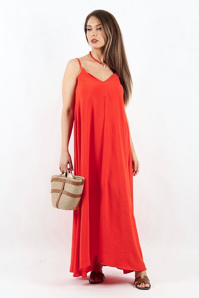 Ritnice Rochie Portofino pentru femei - Coral Ayrobin cu croială relaxată și bretele reglabile