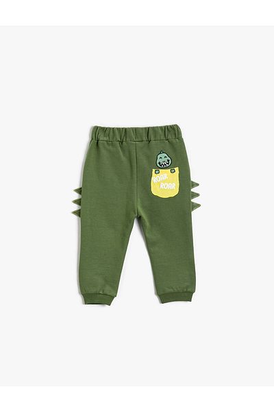 Koton Jogger Sweatpants Pocket Dinosaur Print Detailed Applique Tie Waist
