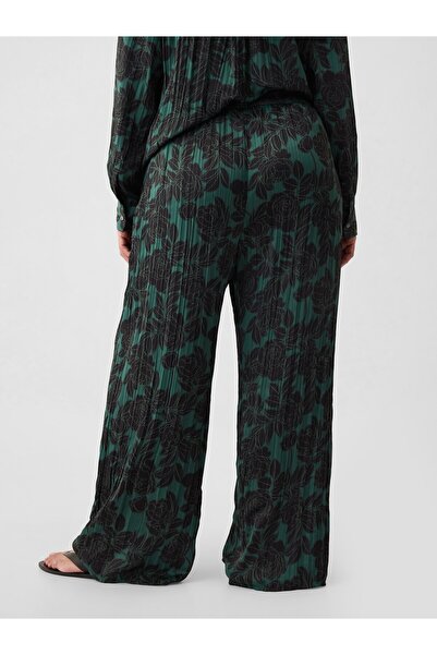 GAP Kadın Yeşil Crinkle Saten Pantolon
