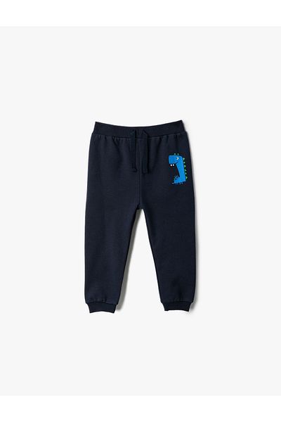 Koton Detaillierte Jogginghose mit Dinosaurier-Print und Bindegürtel an der Taille