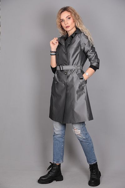 ÖNDER ÖZSOY Classic Taffeta Trench-Anthracite