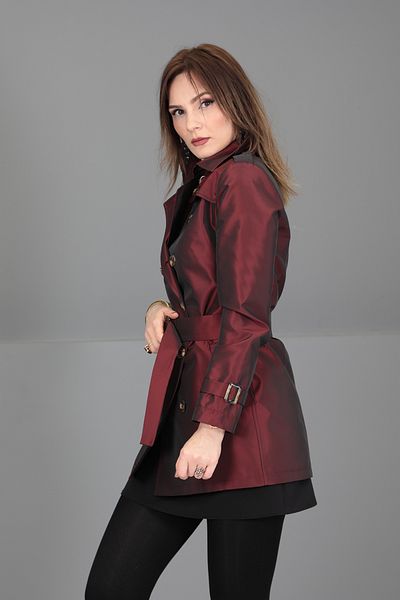 ÖNDER ÖZSOY Taffeta Trench-Burgundy