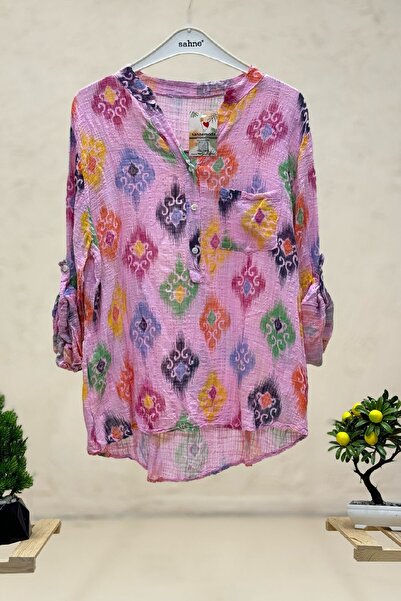 sahnemoda Λινό μπλούζα με κεραμικό σχέδιο Judge Collar