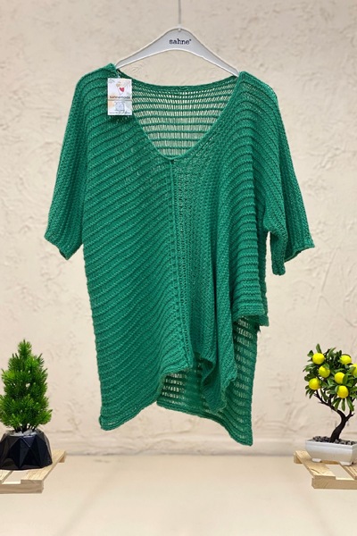 sahnemoda V-подібний асиметричний блуз із сіткою