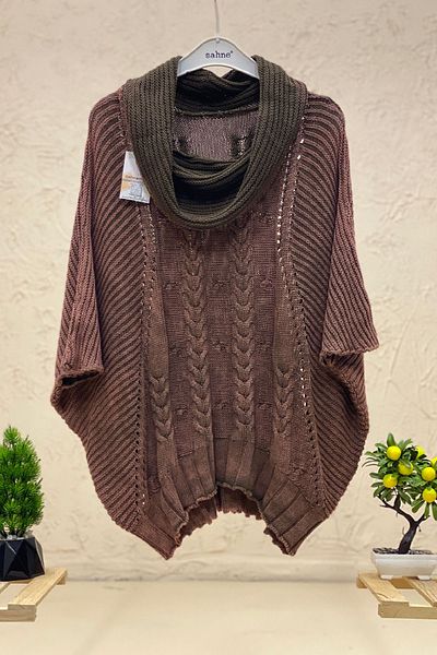 sahnemoda Pulover cu mânecă scurtă ajurata din tricotaje spălate