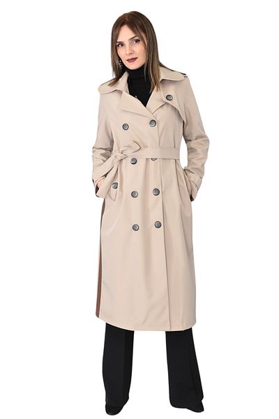 ÖNDER ÖZSOY Bondit Leather Detailed Trench Coat - Mink