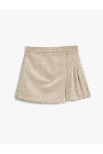 Koton Double Breasted Cut Short Skirt - Pleated Basic Model