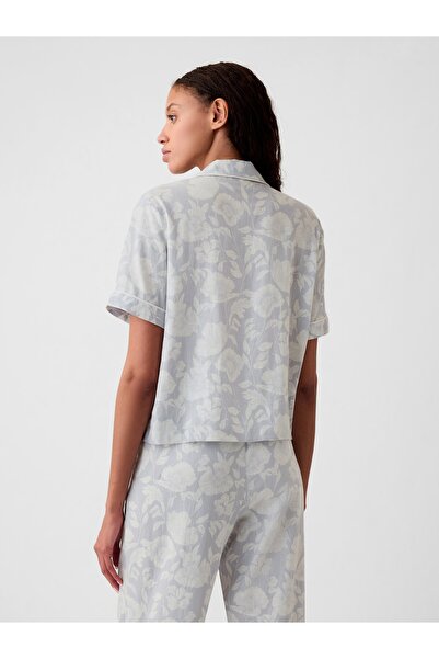 GAP Kadın Gri Keten Karışımlı Pijama Üstü