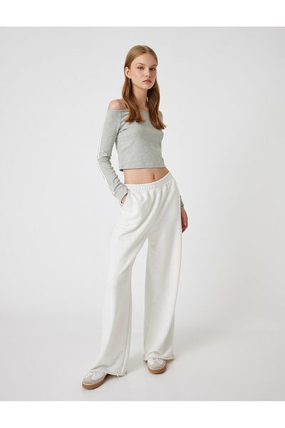 Koton Madonna Collar Body Crop Long Sleeve Ribbed Slim Fit