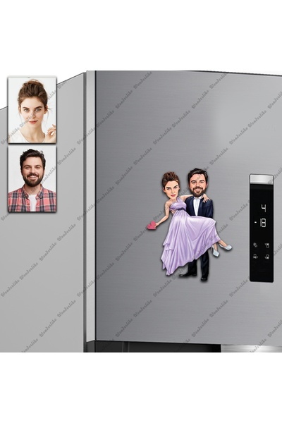 wonderlike Gelin Damat Tasarımlı Buzdolabı Magneti/Resim Gönder Magnet Olsun