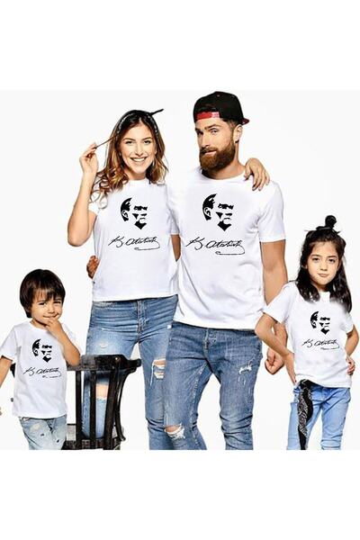 gold fotoğrafçılık Family Combination 4-Piece Atatürk Printed T-Shirt