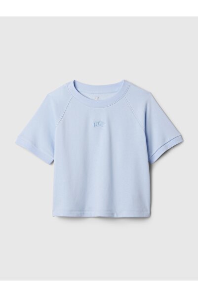 GAP Kız Çocuk Mavi Mini Gap Logo Raglan Sweatshirt