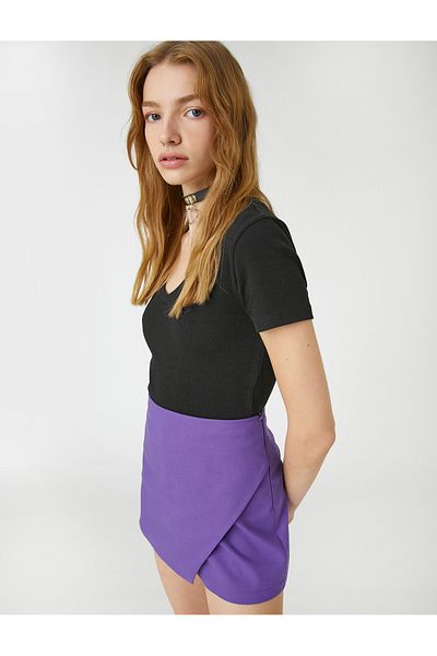 Koton Tricou de bază din bumbac cu mânecă scurtă cu decolteu în V