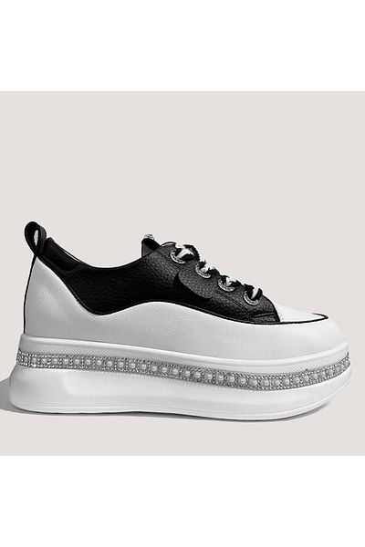 Guja 24k308 Pantofi casual din piele de damă - alb-negru - 41